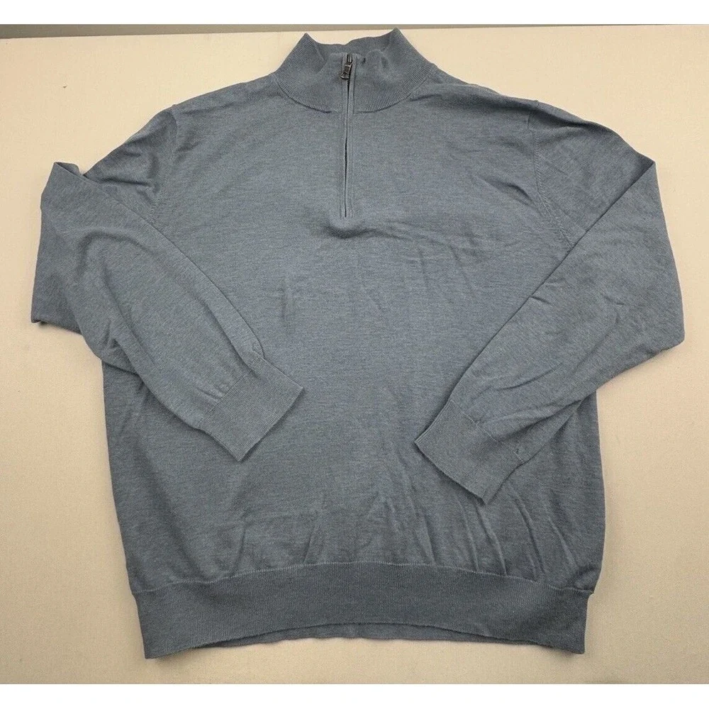 Brooks Brothers Sweater Mens Extra Large Blue Pullover Quarter Zip Supima Cotton